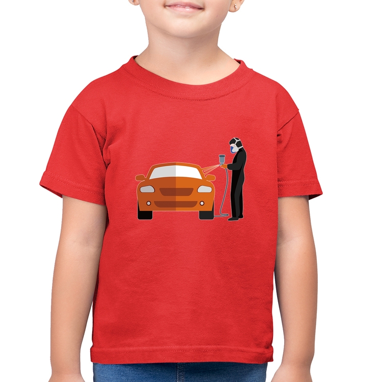Camiseta Algodão Infantil Pintor Automotivo - Vermelha