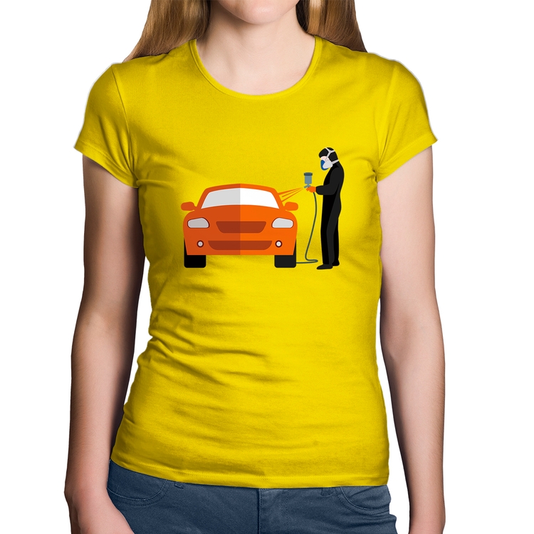 Baby Look Algodão Pintor Automotivo - Amarela