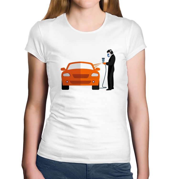 Baby Look Algodão Pintor Automotivo - Branca