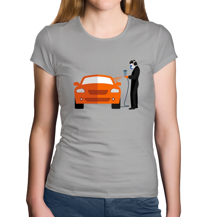 Baby Look Algodão Pintor Automotivo - Cinza