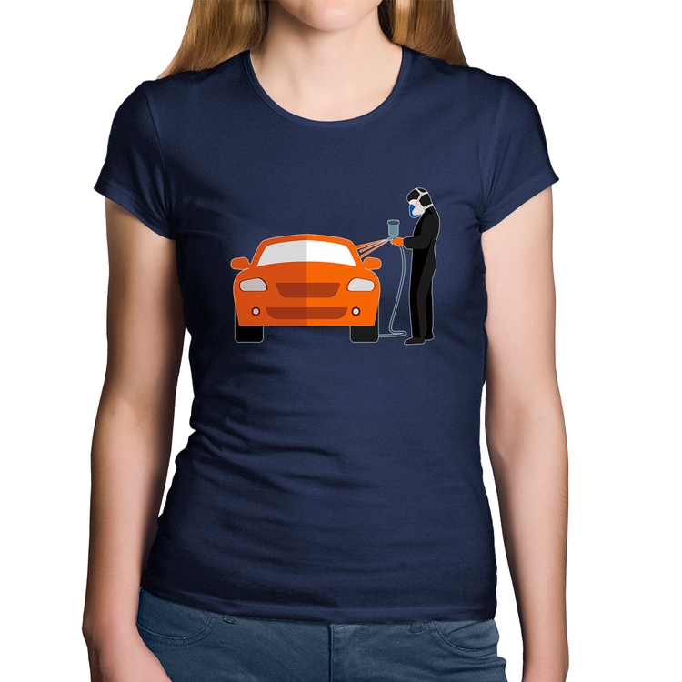 Baby Look Algodão Pintor Automotivo - Marinho