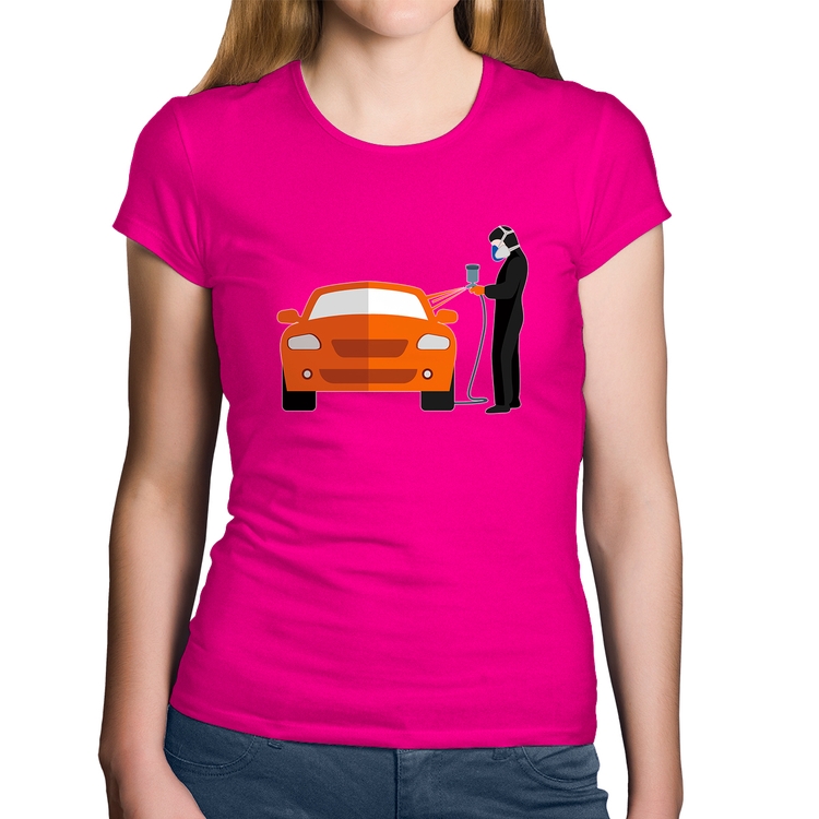 Baby Look Algodão Pintor Automotivo - Rosa