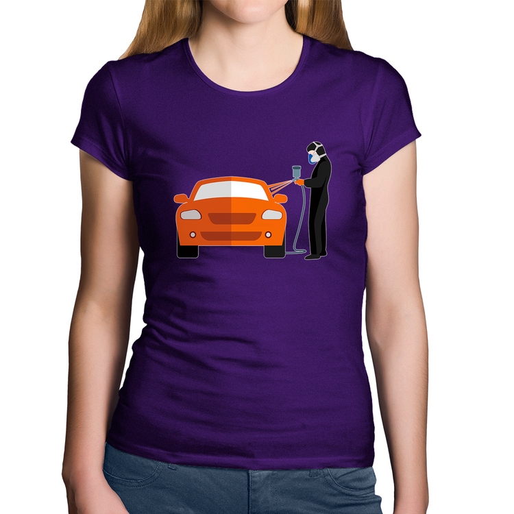 Baby Look Algodão Pintor Automotivo - Roxa