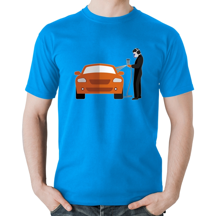 Camiseta Algodão Pintor Automotivo - Azul