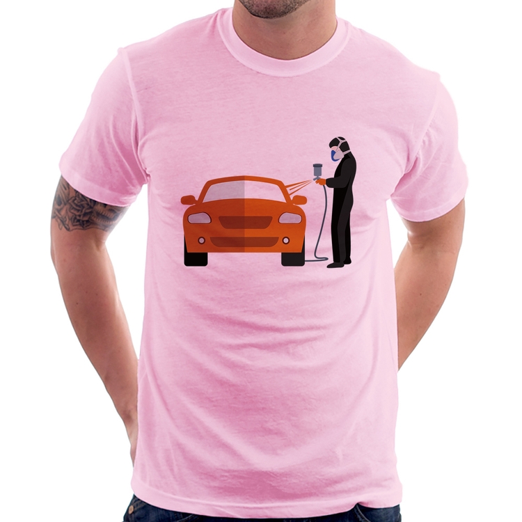 Camiseta Pintor Automotivo - Rosa Bebê