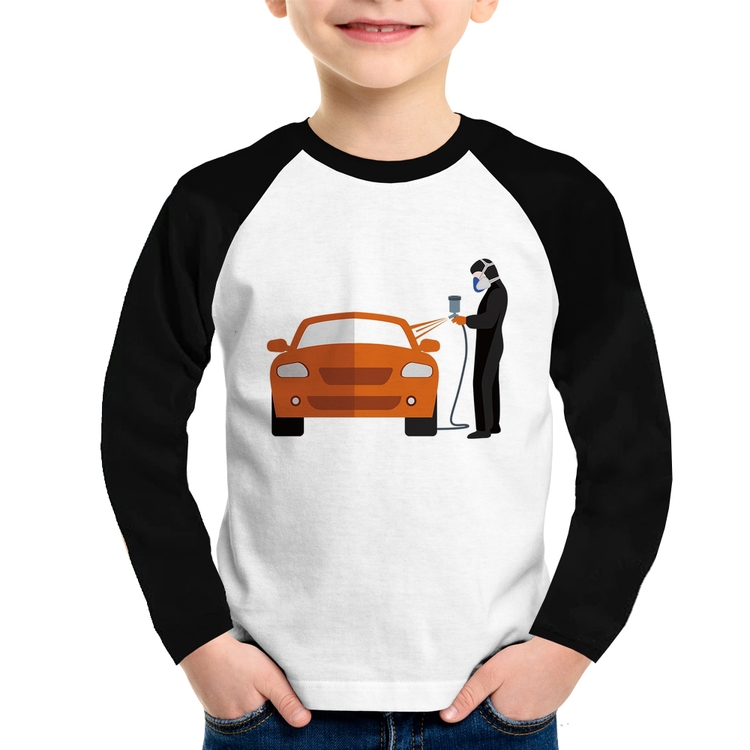 Camiseta Raglan Infantil Pintor Automotivo Manga Longa