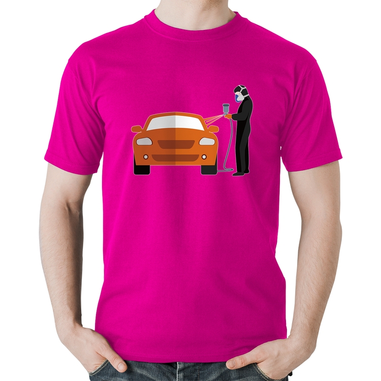 Camiseta Algodão Pintor Automotivo - Rosa