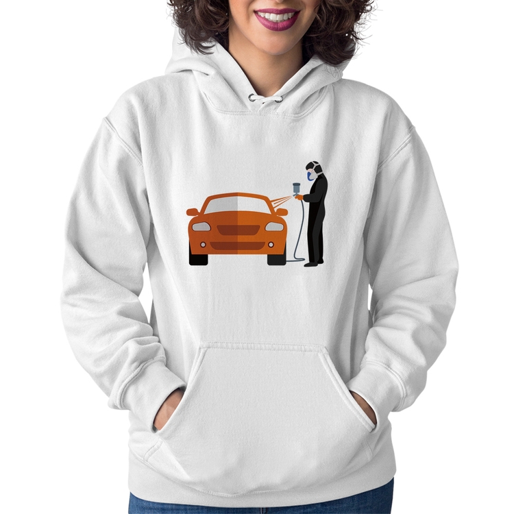 Moletom Feminino Pintor Automotivo - Branco