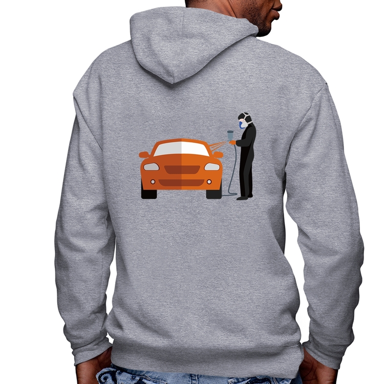 Blusa Moletom Pintor Automotivo Masculina com Capuz e Zíper - Mescla