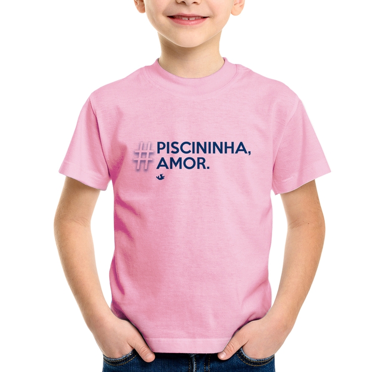 Camiseta Infantil Piscininha amor - Rosa Bebê