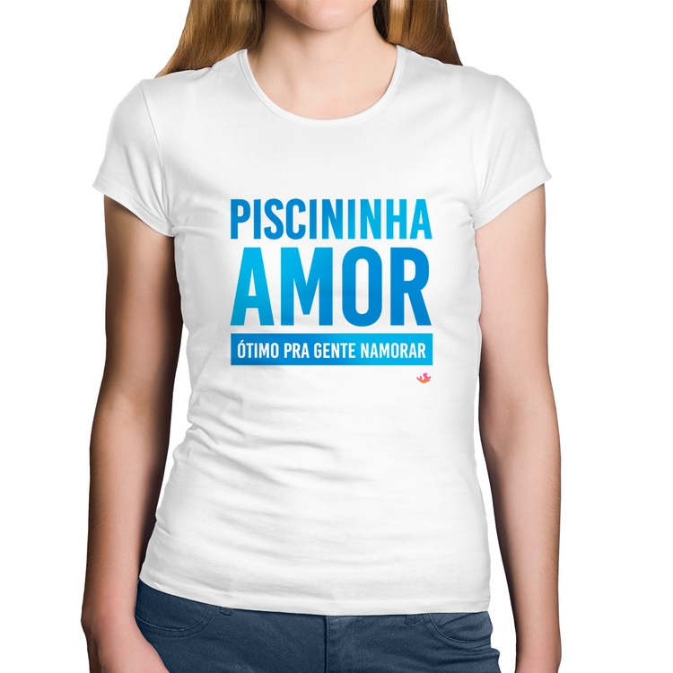 Baby Look Algodão Piscininha amor, ótimo pra gente namorar - Branca