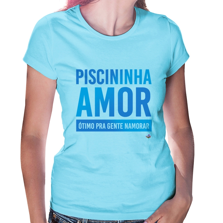 Baby Look Piscininha amor, ótimo pra gente namorar - Azul Bebê