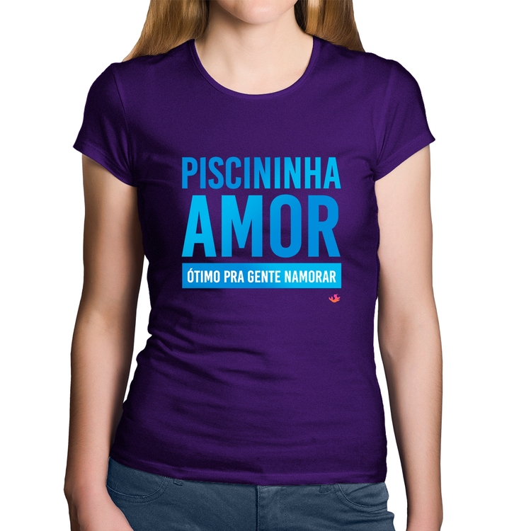 Baby Look Algodão Piscininha amor, ótimo pra gente namorar - Roxa