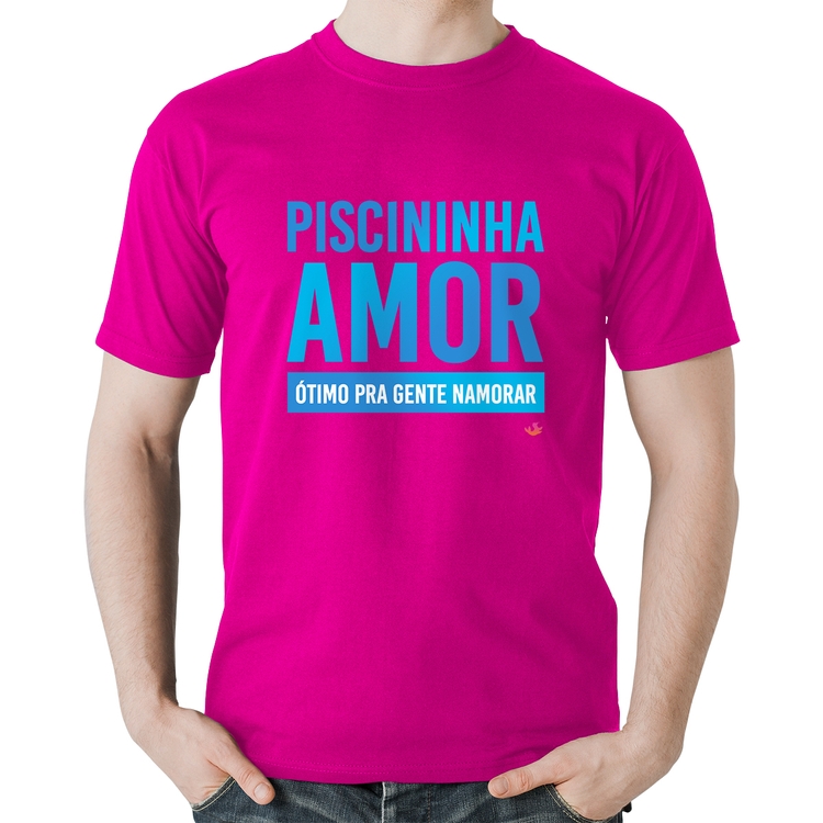Camiseta Algodão Piscininha amor, ótimo pra gente namorar - Rosa