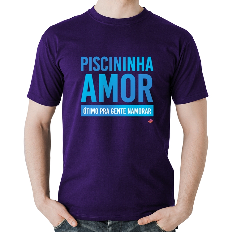 Camiseta Algodão Piscininha amor, ótimo pra gente namorar - Roxa