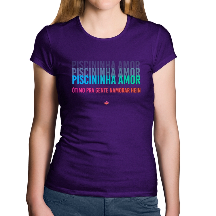 Baby Look Algodão Piscininha amor, ótimo pra gente namorar hein - Roxa