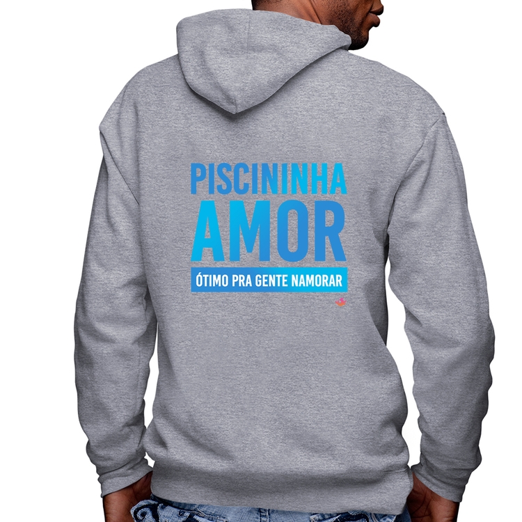 Blusa Moletom Piscininha amor, ótimo pra gente namorar Masculina com Capuz e Zíper - Mescla