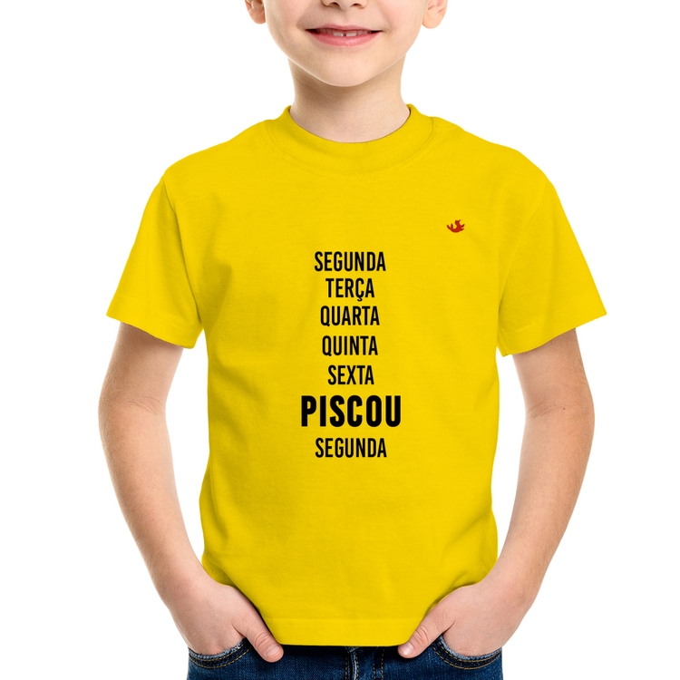 Camiseta Infantil Piscou, segunda - Amarela