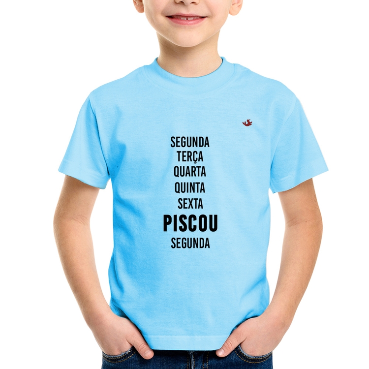 Camiseta Infantil Piscou, segunda - Azul Bebê