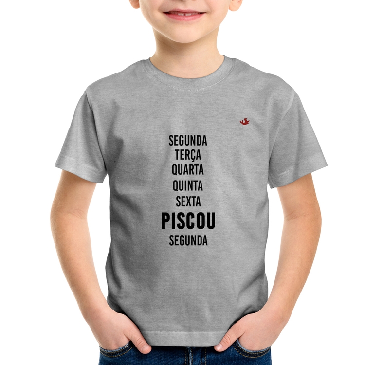 Camiseta Infantil Piscou, segunda - Cinza
