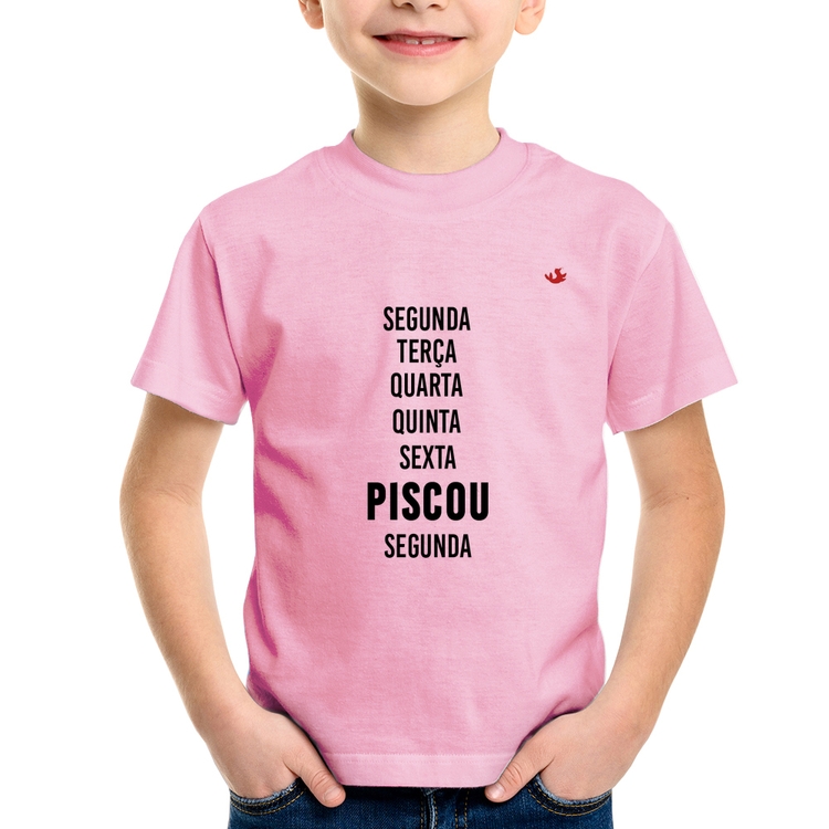 Camiseta Infantil Piscou, segunda - Rosa Bebê