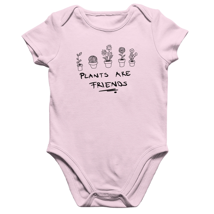 Body Bebê Algodão Plants are Friends - Rosa Bebê