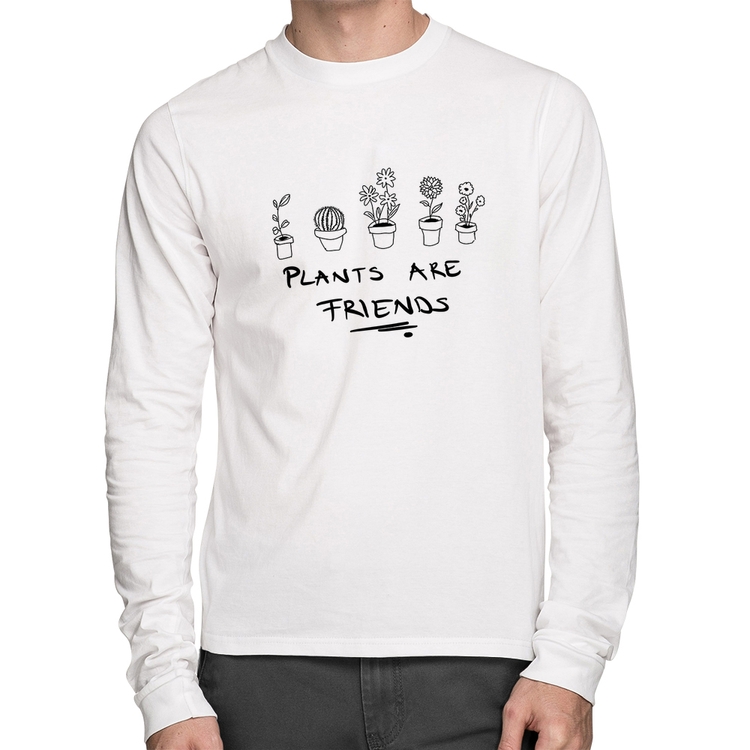 Camiseta Algodão Plants are Friends Manga Longa - Branca