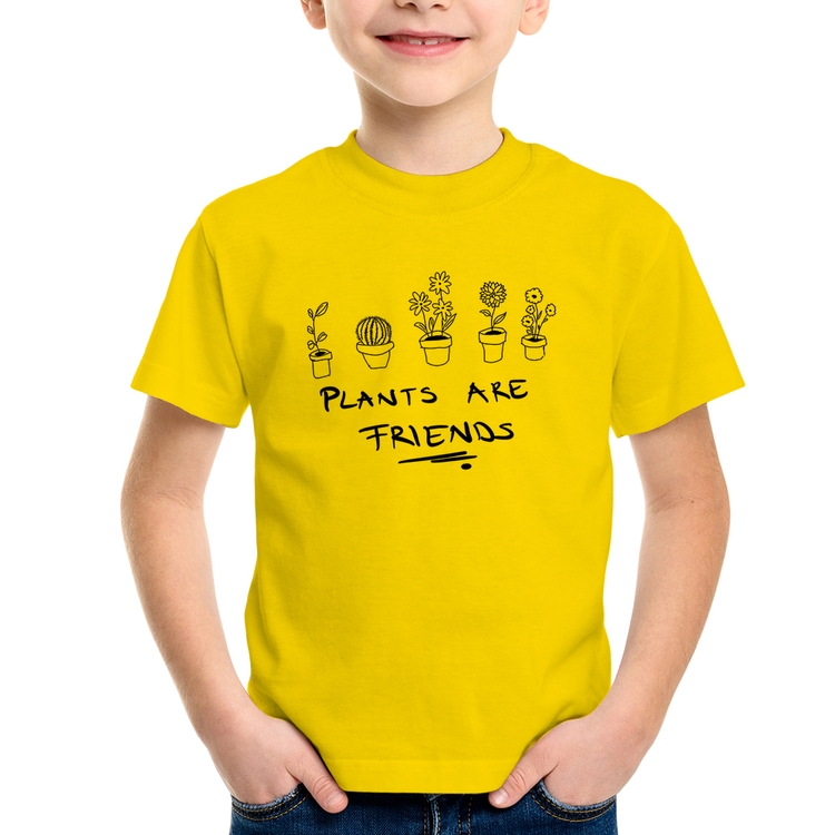 Camiseta Infantil Plants are Friends - Amarela