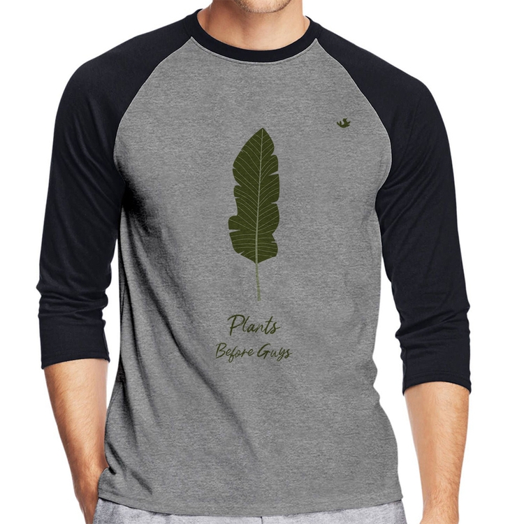 Camiseta Raglan Plants Before Guys Manga 3/4 - Cinza/Preto