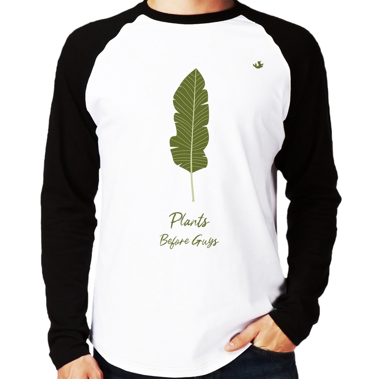 Camiseta Raglan Plants Before Guys Manga Longa