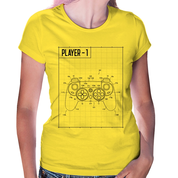 Baby Look Player 1 Controle Joystick - Amarela