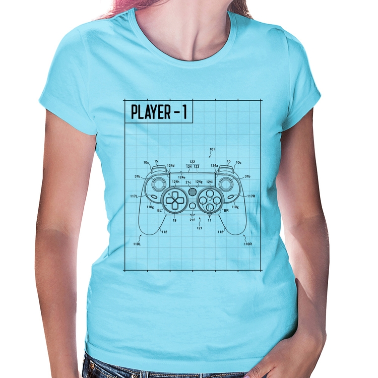 Baby Look Player 1 Controle Joystick - Azul Bebê