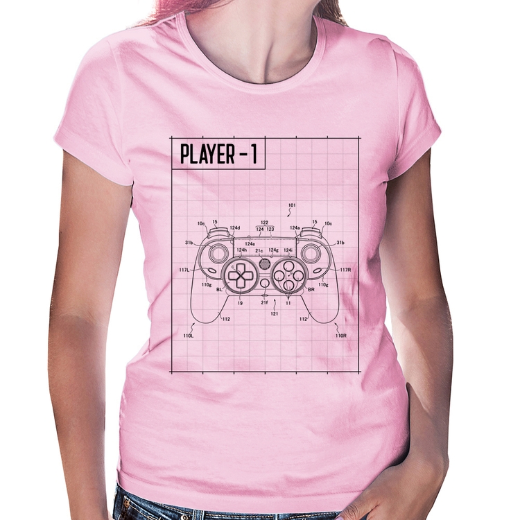 Baby Look Player 1 Controle Joystick - Rosa Bebê