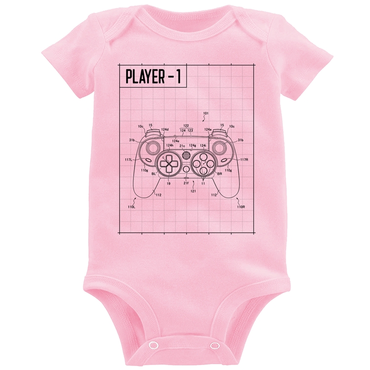 Body Bebê Player 1 Controle Joystick - Rosa Bebê