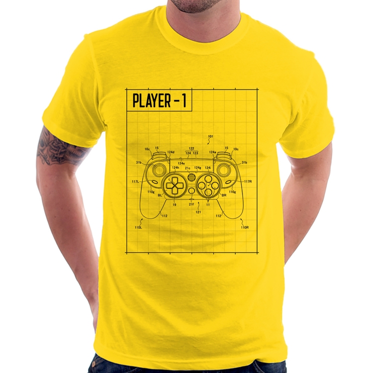 Camiseta Player 1 Controle Joystick - Amarela