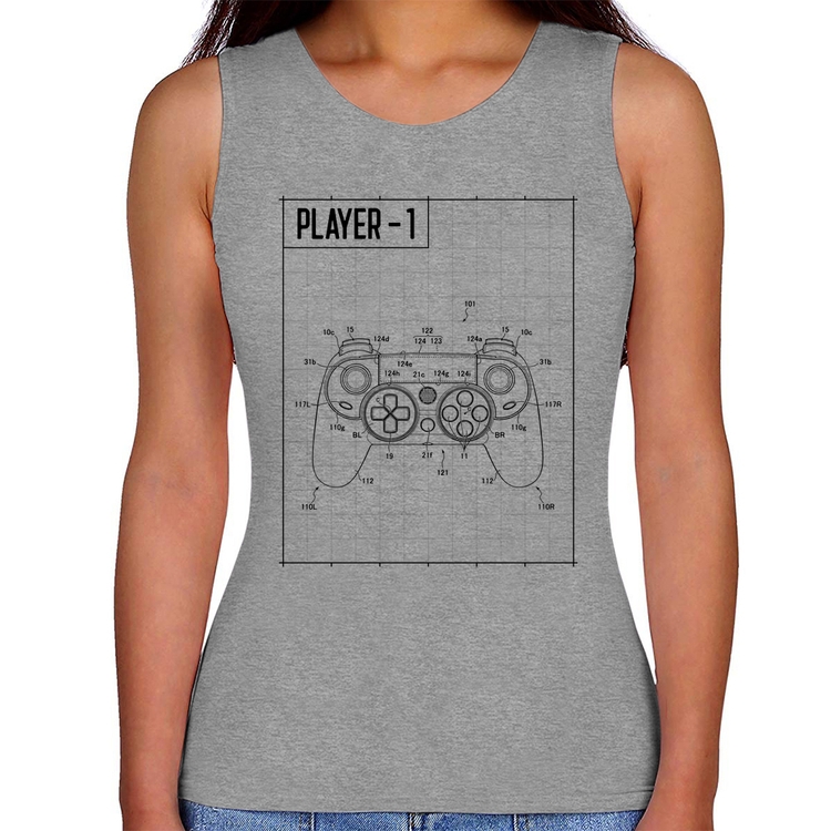 Regata Feminina Player 1 Controle Joystick - Cinza