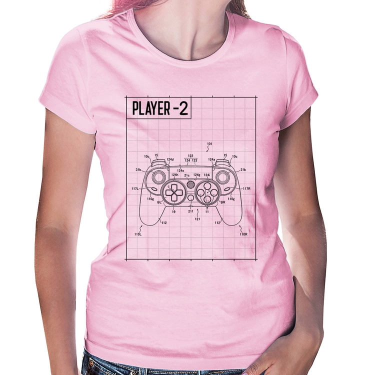 Baby Look Player 2 Controle Joystick - Rosa Bebê