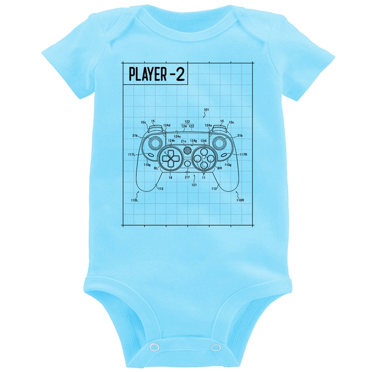 Body Bebê Player 2 Controle Joystick - Azul Bebê