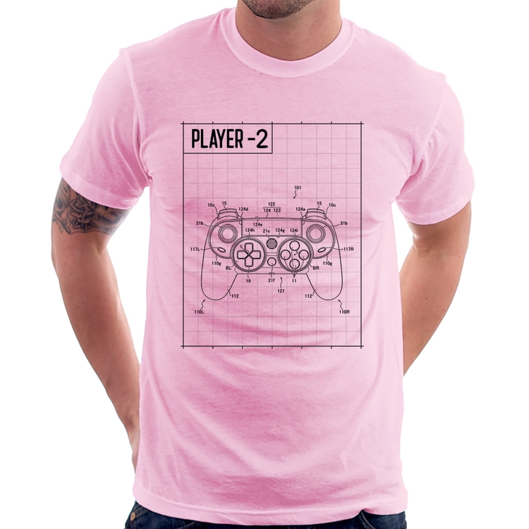 Camiseta Player 2 Controle Joystick - Rosa Bebê