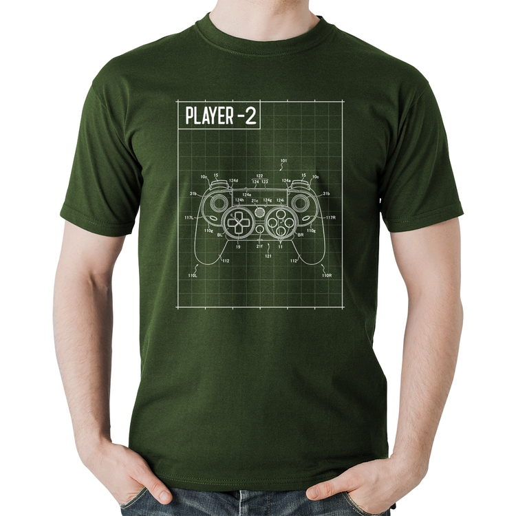 Camiseta Algodão Player 2 Controle Joystick - Musgo