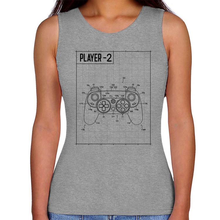 Regata Feminina Player 2 Controle Joystick - Cinza