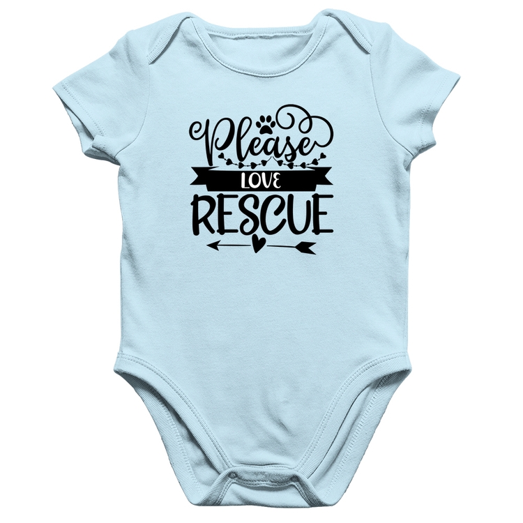 Body Bebê Algodão Please Love Rescue - Azul Bebê