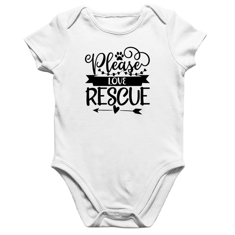 Body Bebê Algodão Please Love Rescue - Branco