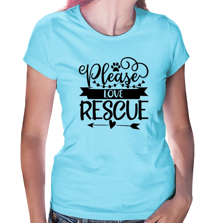 Baby Look Please Love Rescue - Azul Bebê