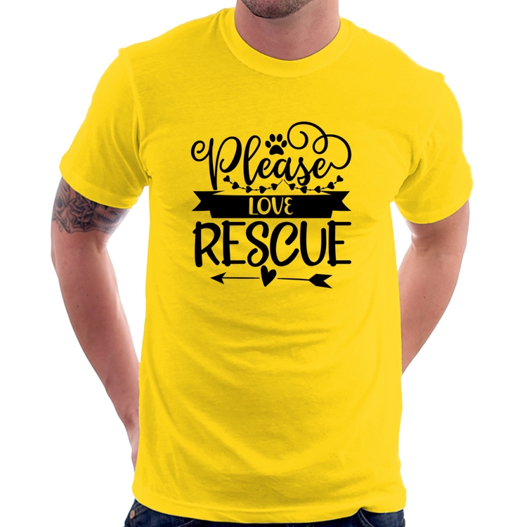 Camiseta Please Love Rescue - Amarela