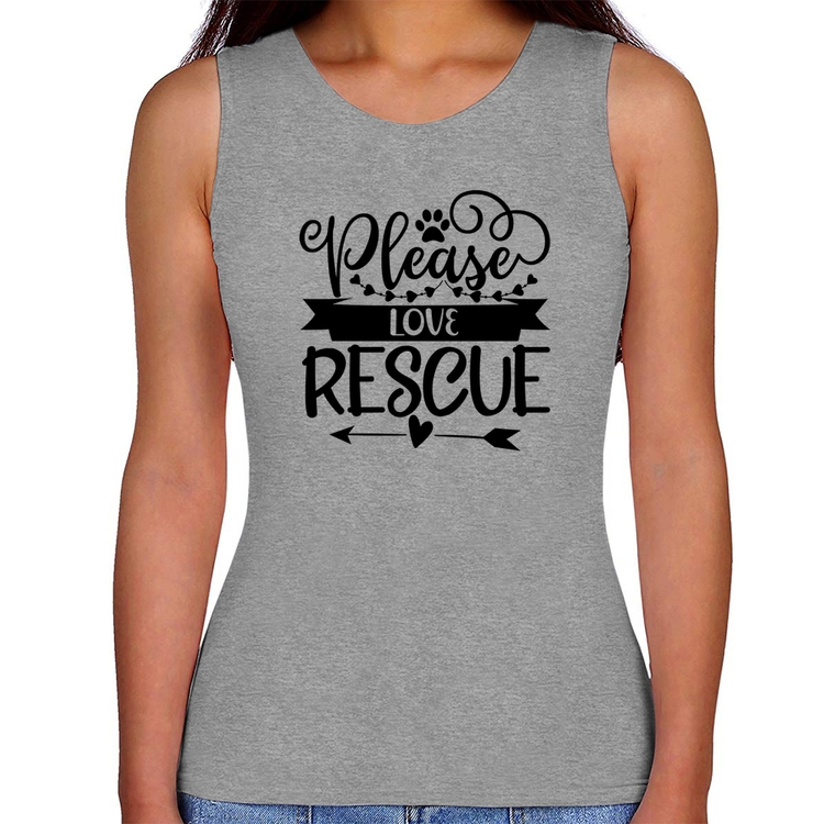 Regata Feminina Please Love Rescue - Cinza
