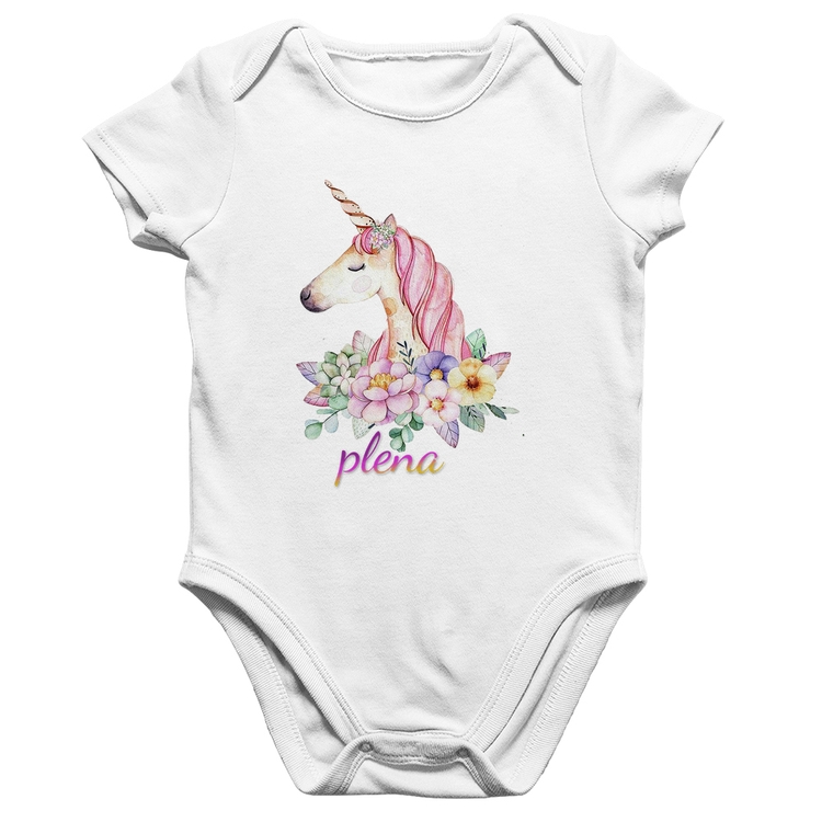 Body Bebê Algodão Plena Unicórnio - Branco