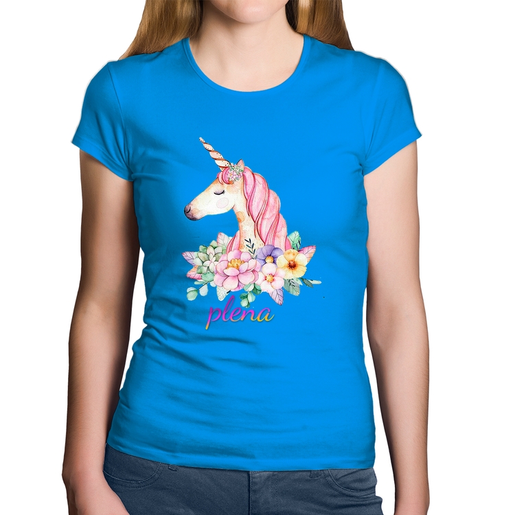 Baby Look Algodão Plena Unicórnio - Azul