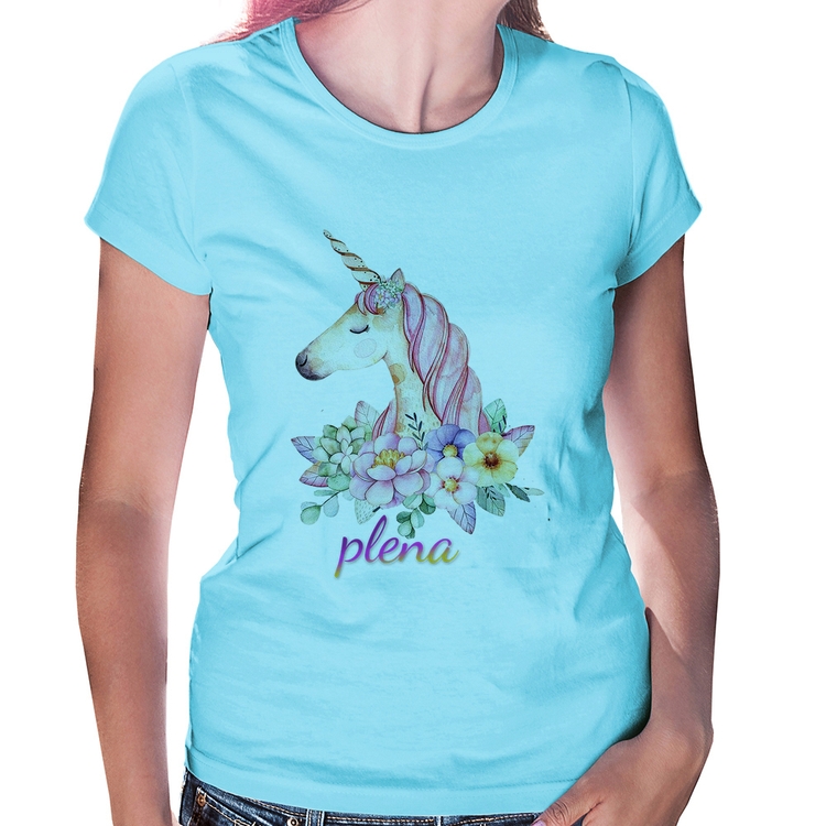 Baby Look Plena Unicórnio - Azul Bebê