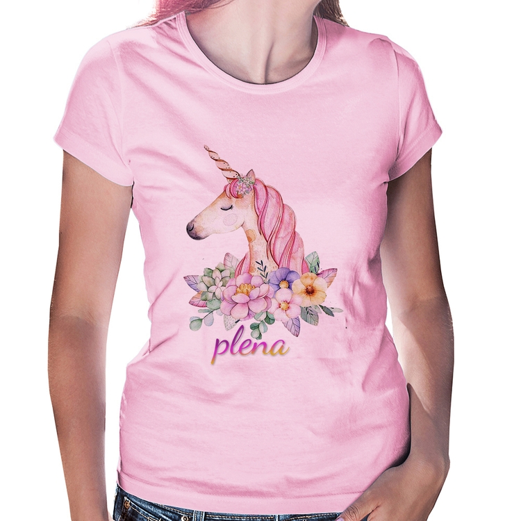 Baby Look Plena Unicórnio - Rosa Bebê